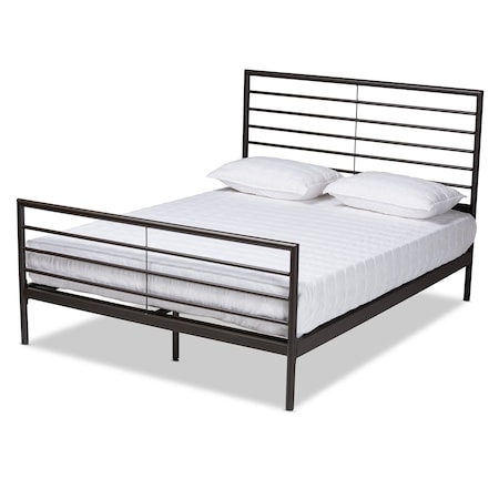 Baxton Studio Alva Modern and Contemporary Industrial Black Finished Metal Full Size Platform Bed 187-11630-Zoro